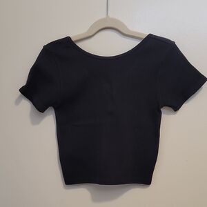 Zara Black Crop Fitted T-Shirt Size 13-14